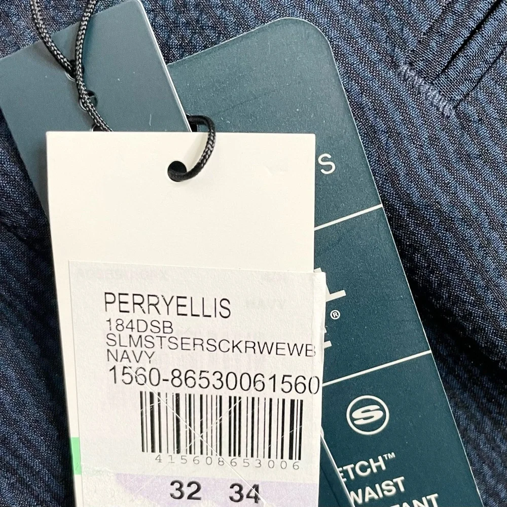 PERRY ELLIS Men’s Travel Luxe Slim Fit Seersucker Pants NWT
